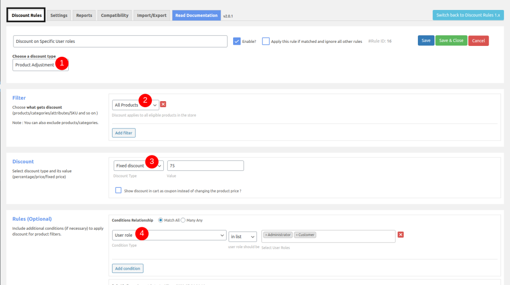 price rule user role based discount