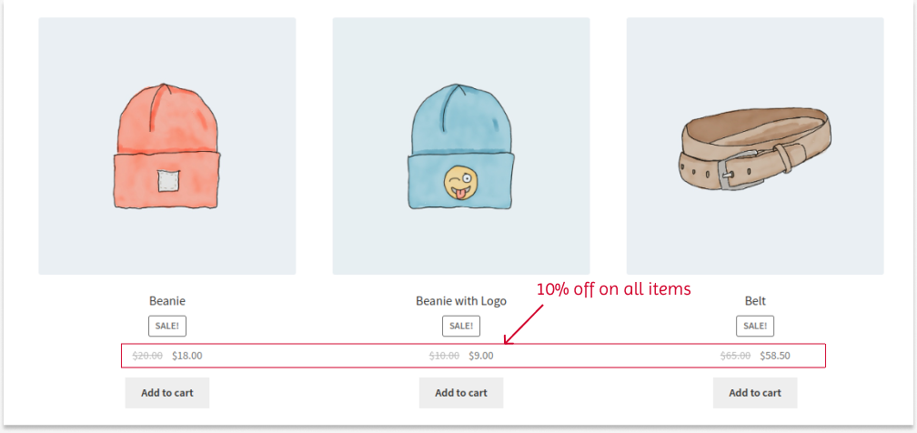 Applying percentage discount on all items