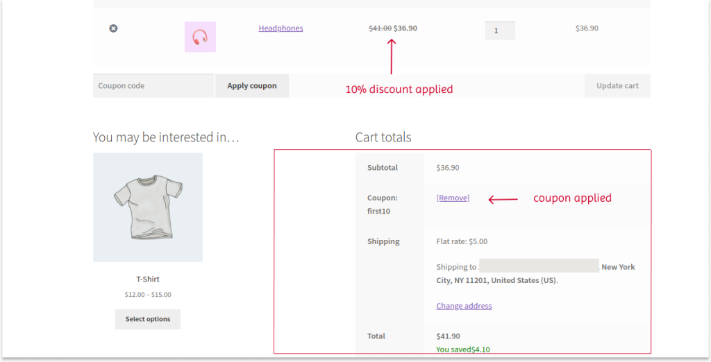 Applying the coupon discount to first-time customers