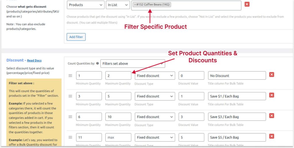 Fixed-Cost Quantity Discount for Specific Product
