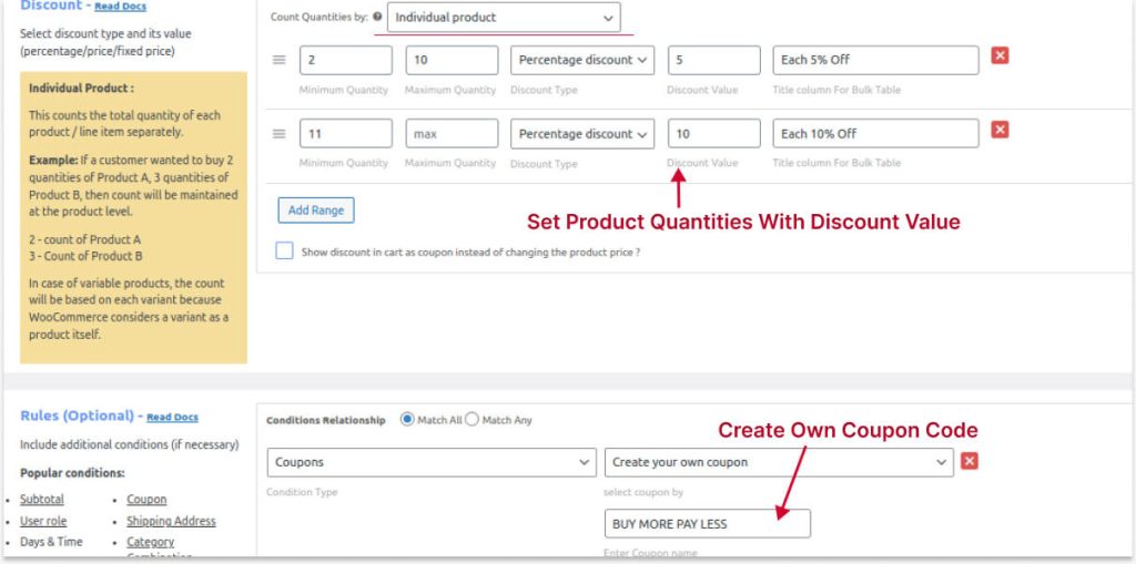 Quantity Discount Using a Coupon