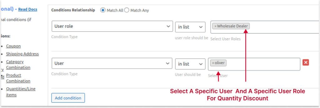 Setting Specific User and User Role for Fixed Quantity Pricing