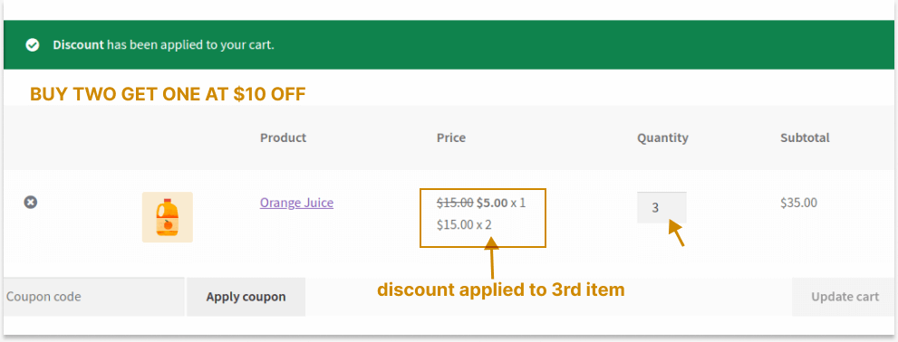 Applying discount on the third item
