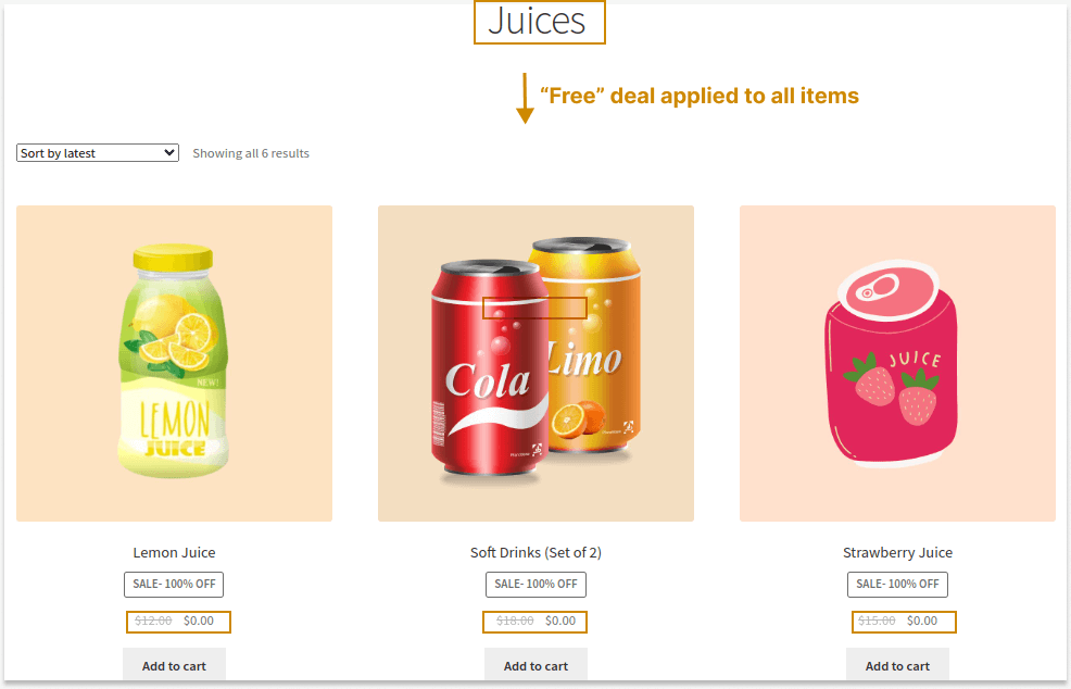 Free Offer Applied to Specific Category