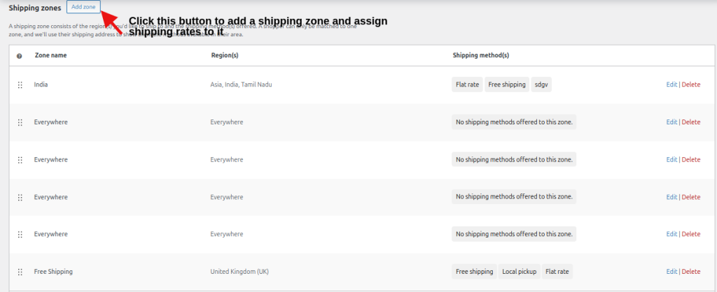 Create a WooCommerce store Shipping Zones