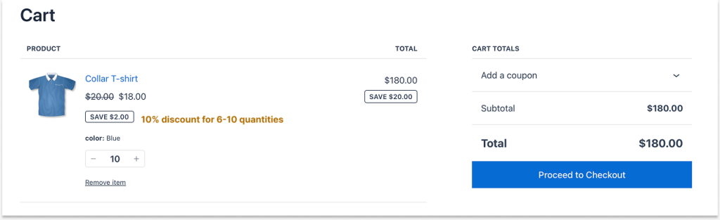 Applying discounts based on quantities