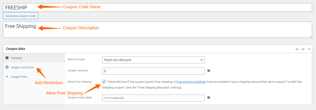 Create the Free Shipping Coupon
