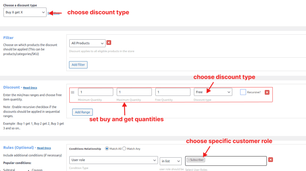 Creating free product offer for specific customer groups