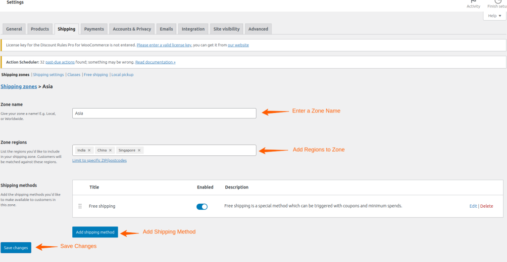 Set Up a Free Shipping Zone