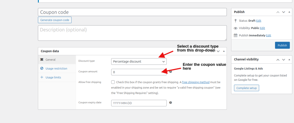 Enter the  discount value