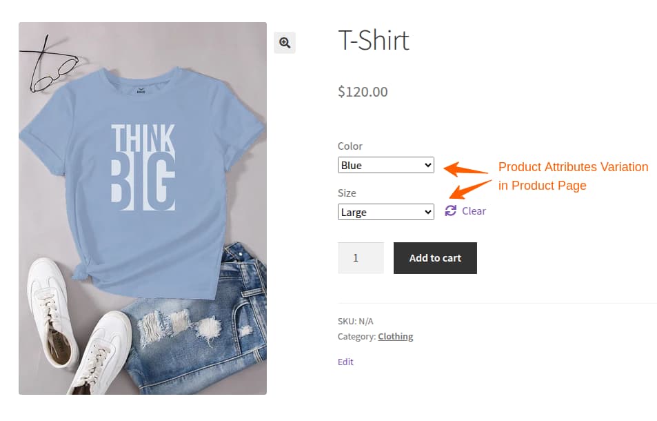 Product Attributes in Product Page