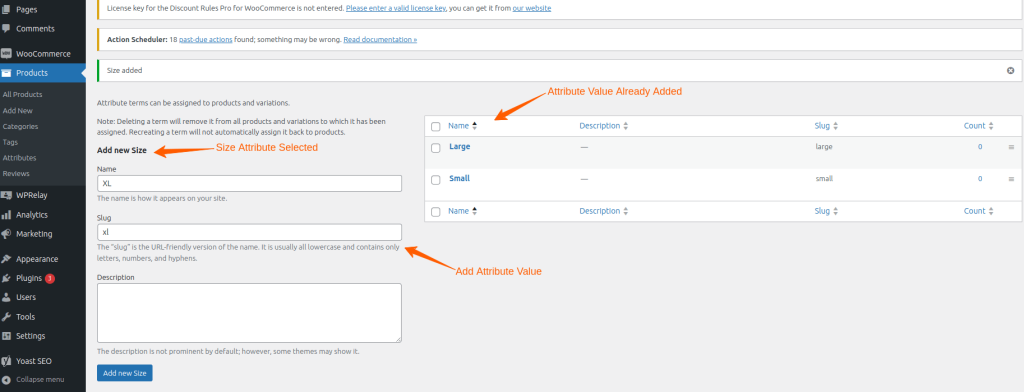 Add Attribute Value in WooCommerce