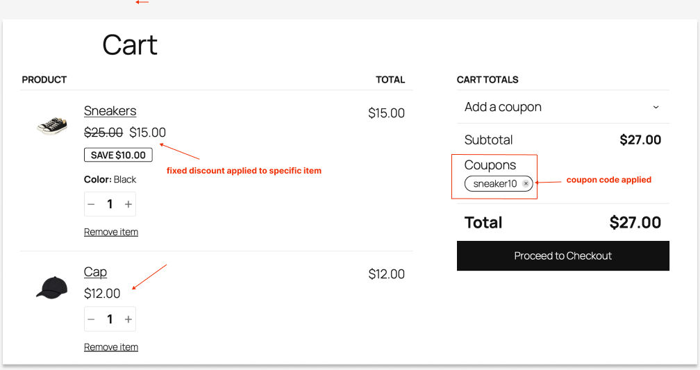 Applying a set price coupon discount to a particular product