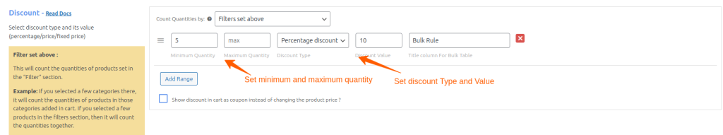 Set Bulk Discount Type and Value