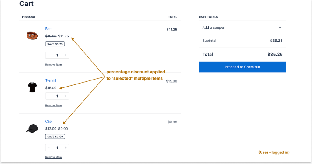 Applying a percentage discount on multiple items