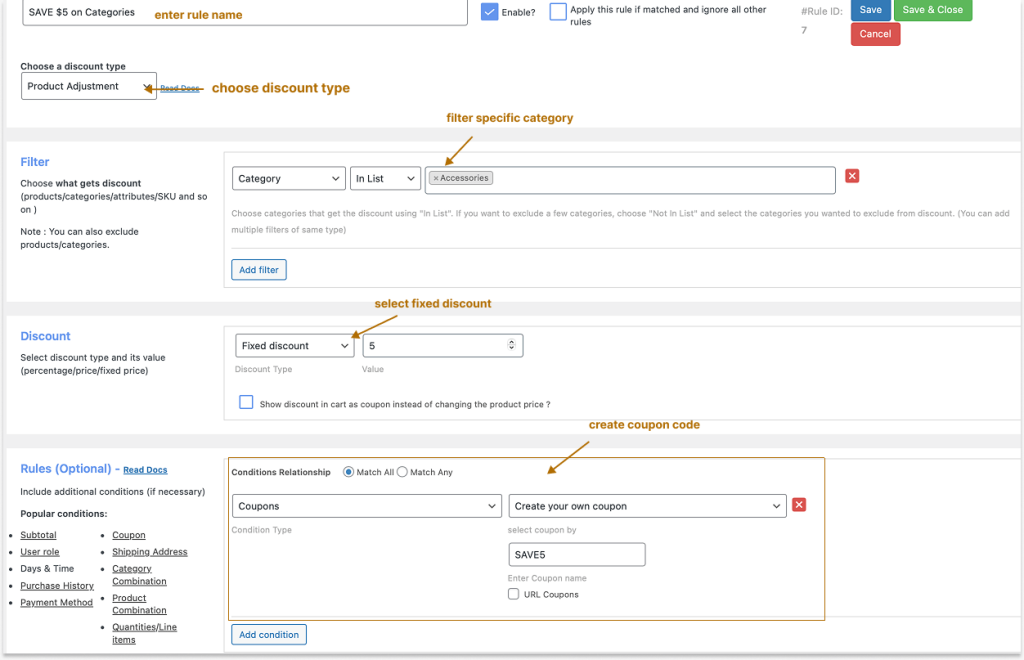 Creating a fixed product coupon discount