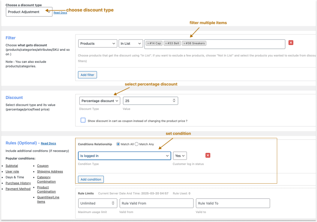 Creating a percentage discount for multiple items