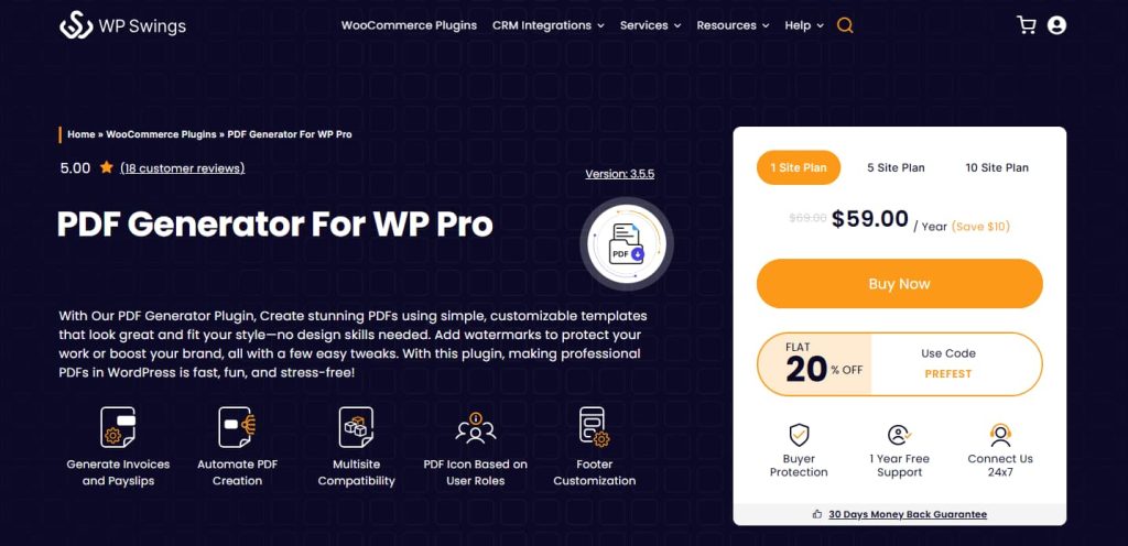 PDF Generator For WP By WP Swings
