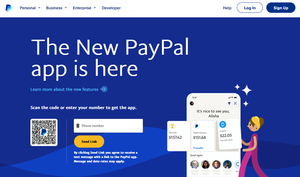 PayPal Home Page