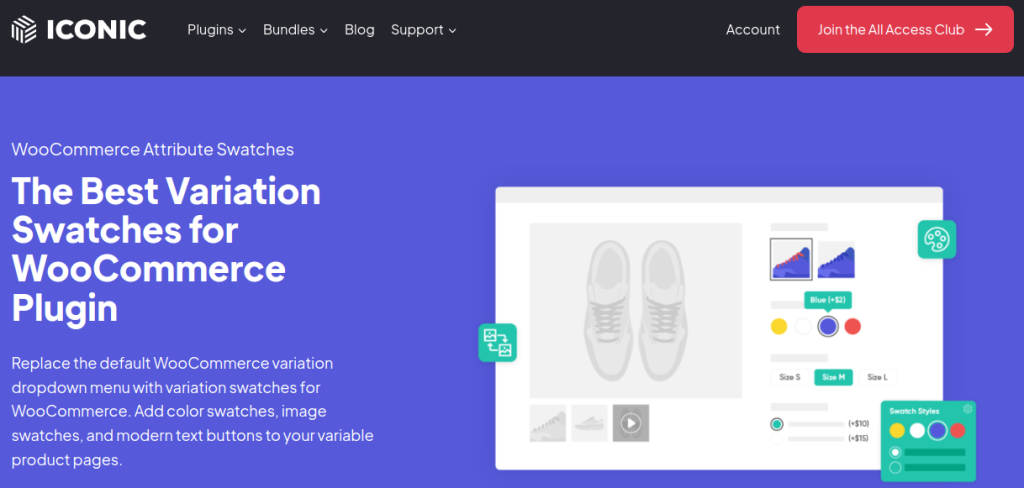 Product page of WooCommerce attribute swatches