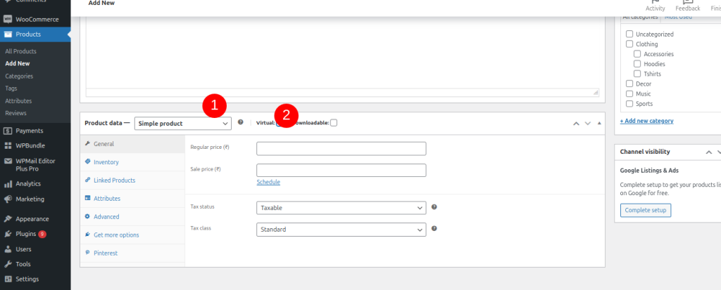 Select Simple product for a single service offering