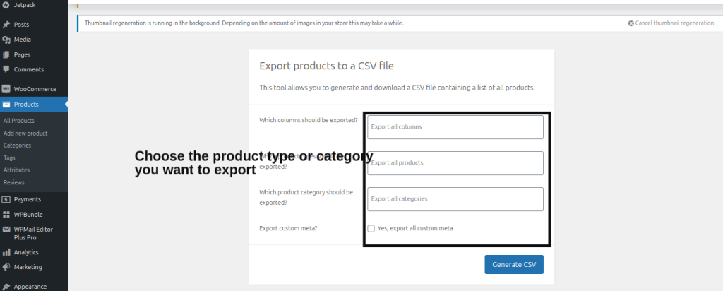 Select all products from these sections