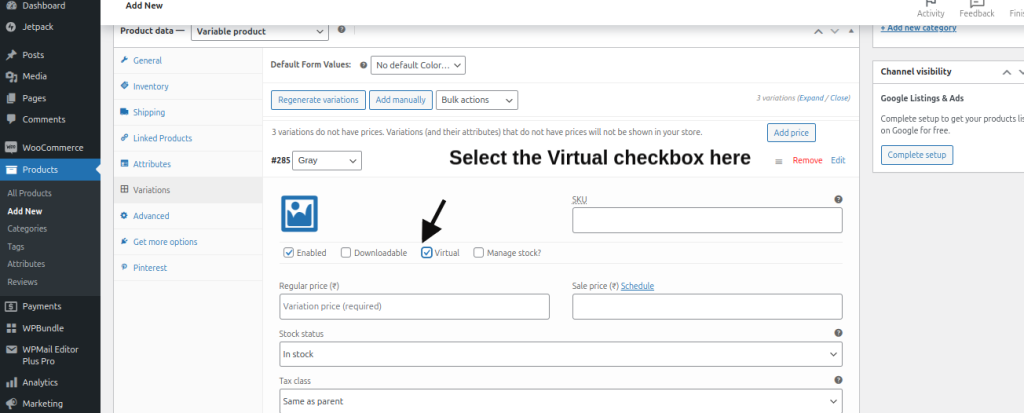 Set it as a virtual product