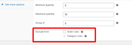 WooCommerce product settings to exclude product from order and category rules 