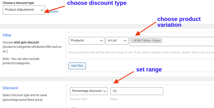 Applying a 10 percent discount to a variable product in WooCommerce