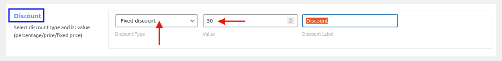 Applying discount type and value