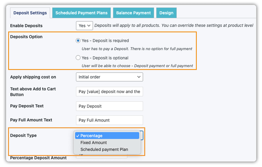 Choose Deposit Type