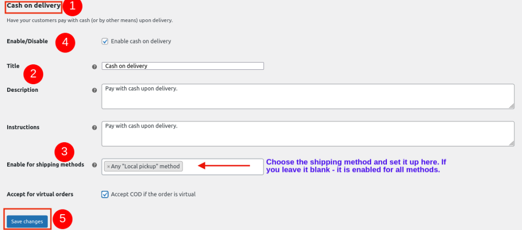 Configuring the Cash On Delivery Option
