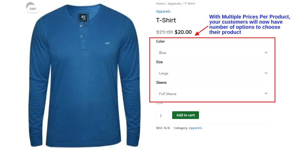 Live demo of displaying product variations in a WooCommerce store