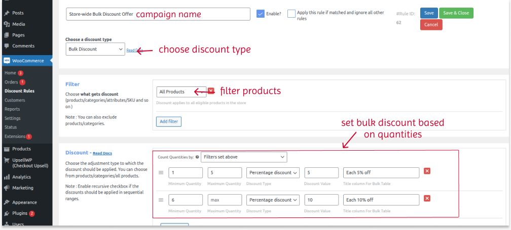 Creating store-wide discounts based on bulk quantities
