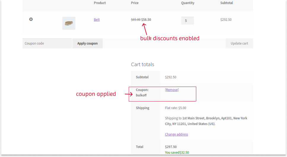 Applying bulk price reduction using a coupon