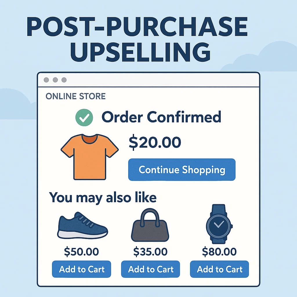 Post-purchse upselling in an eCommerce store