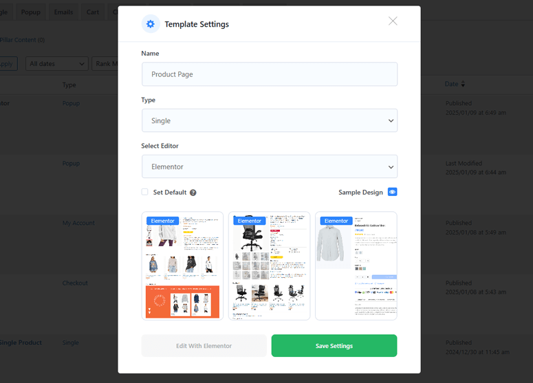 Template Setting
