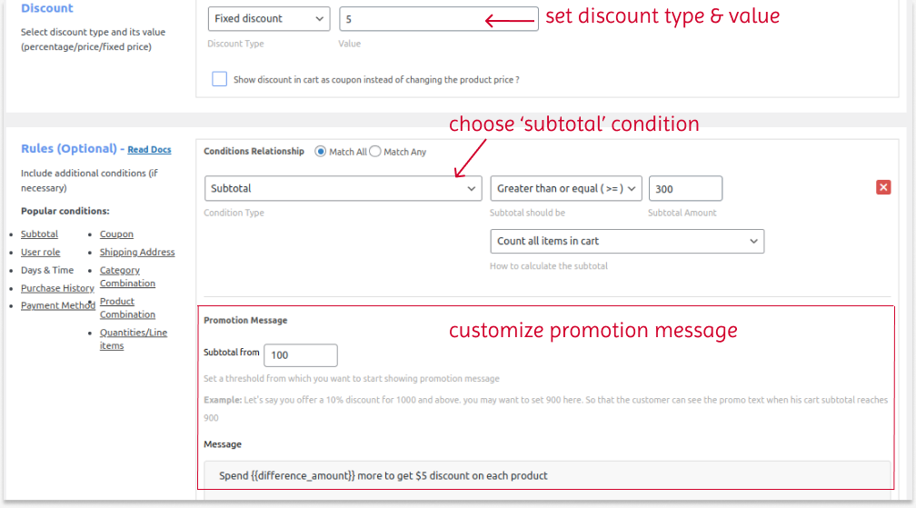Creating a fixed discount to all products in the store