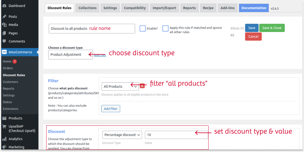 Creating a percentage discount for all products