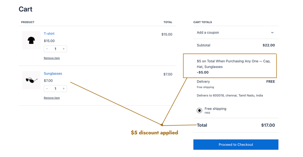 Applying a fixed cart discount for specific products