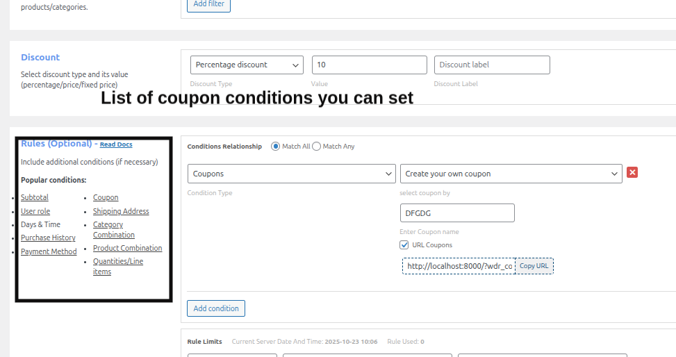 Set additional restrictions for your WooCommerce Coupons