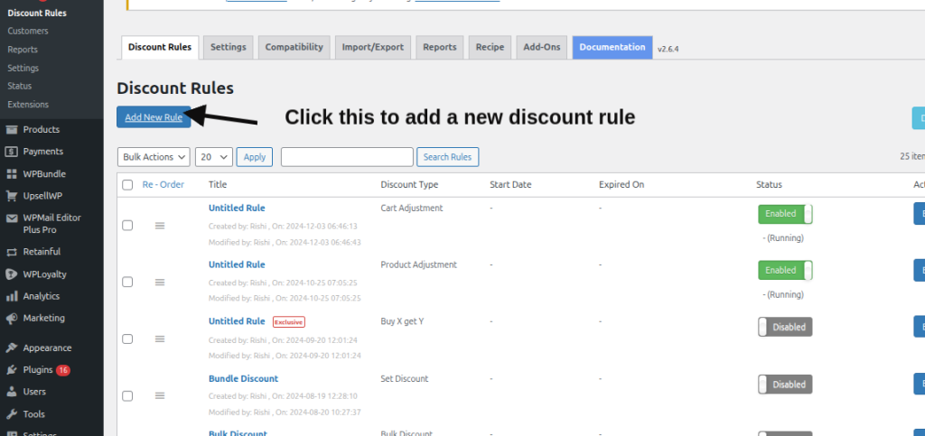 Add a new discount rule or select an existing one