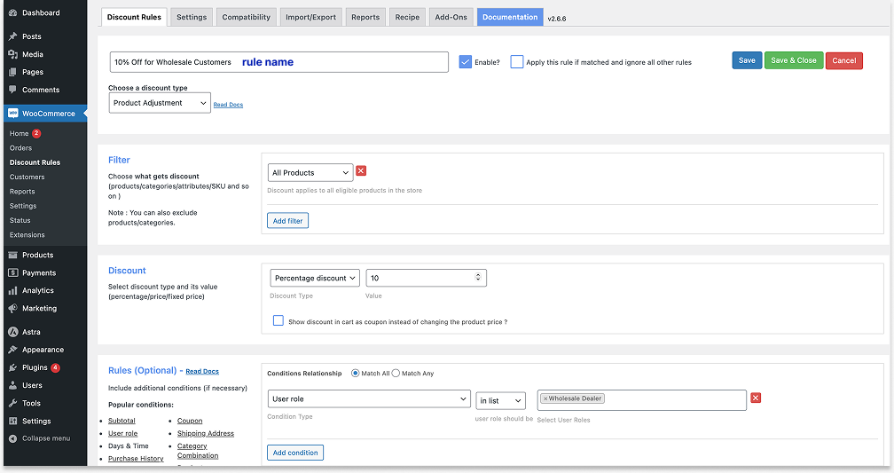 Adding custom prices for specific user roles