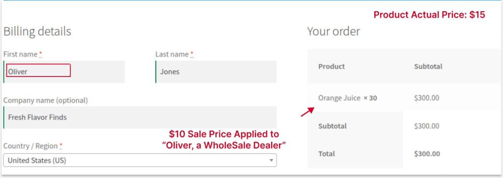 Result of Quantity-Based Pricing For a Specific User