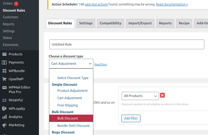 Select Bulk Discount from the drop-down
