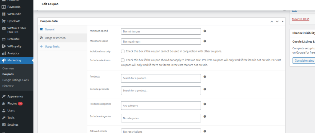 WooCommerce disable coupons for specific products or categories