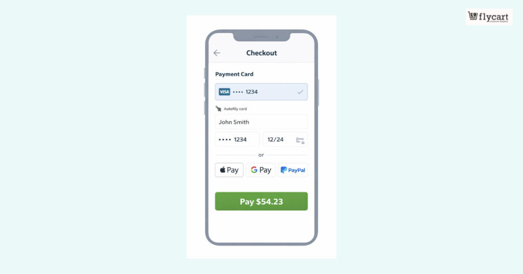 Default eCommerce checkout on a mobile phone
