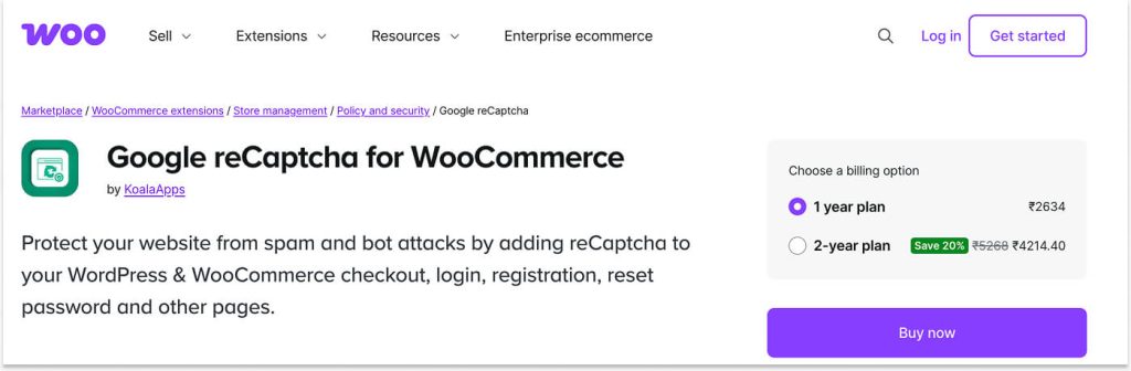 Google ReCaptcha for Woo by KoalaApps