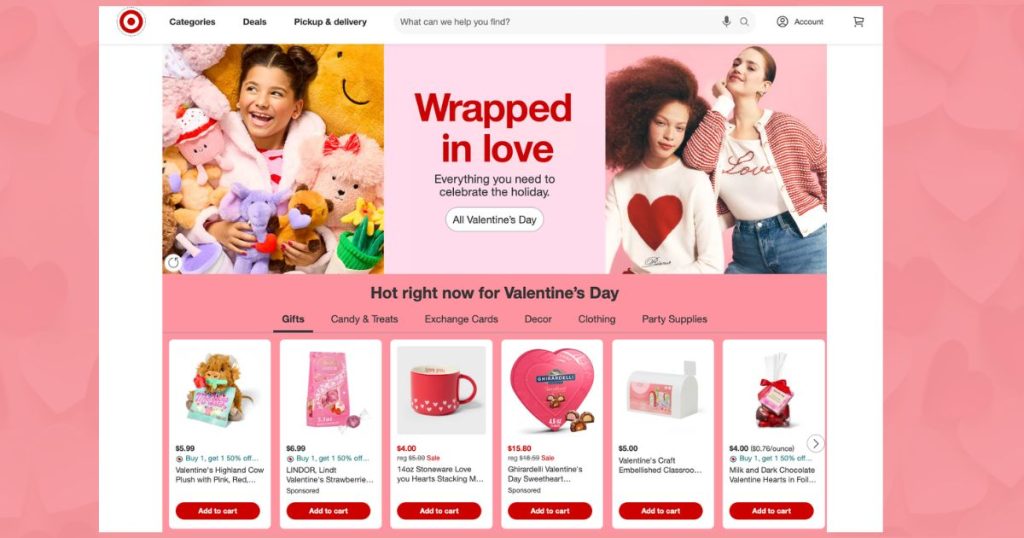 Target's Landing Page for Valentine's Day Sales