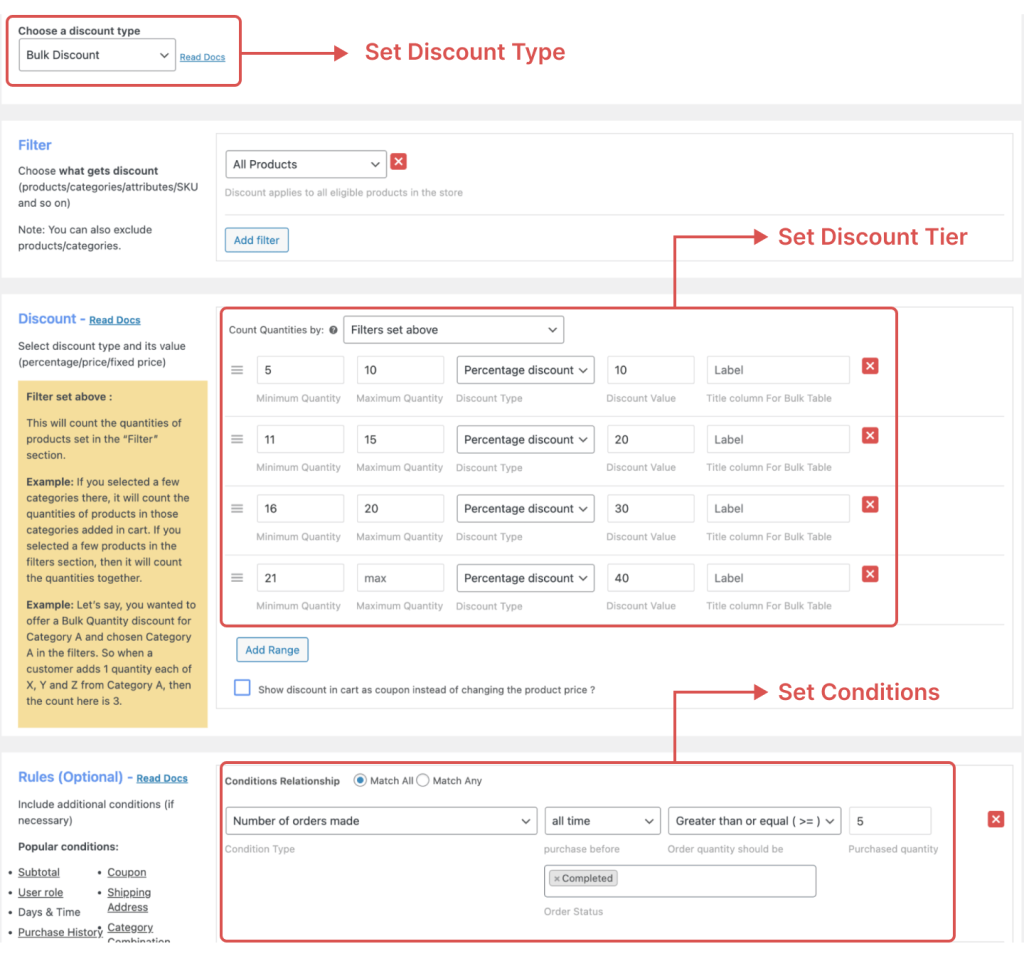 Set WooCommerce Bulk Discount by Discount Rules by WooCommerce